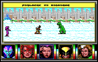 Psylocke (and Wolverine) vs Dinosaur