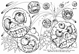 Scary Faces erupt from a volcano...